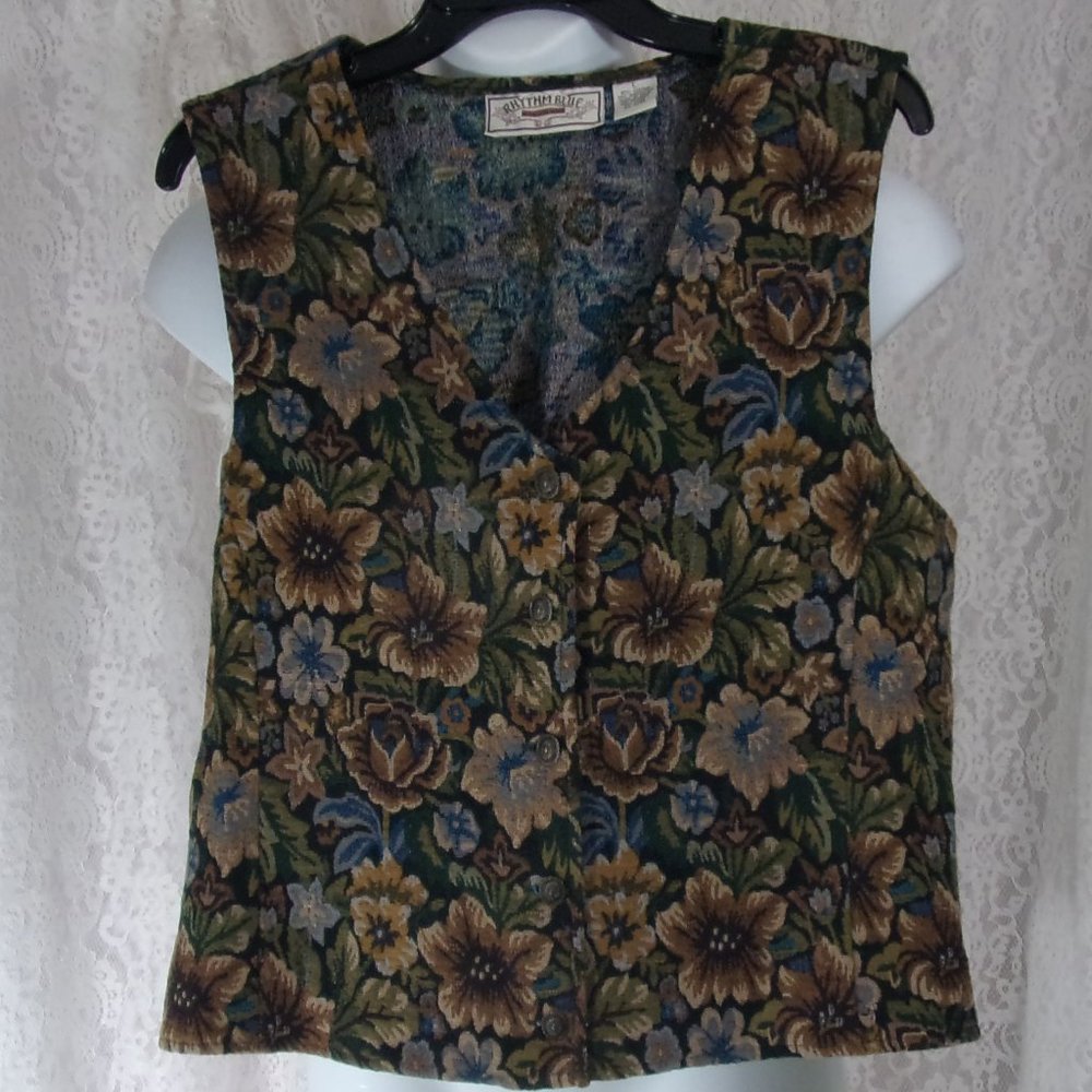 Tapestry Vest Rhythm Blues in Navy Blue Gold, Size L